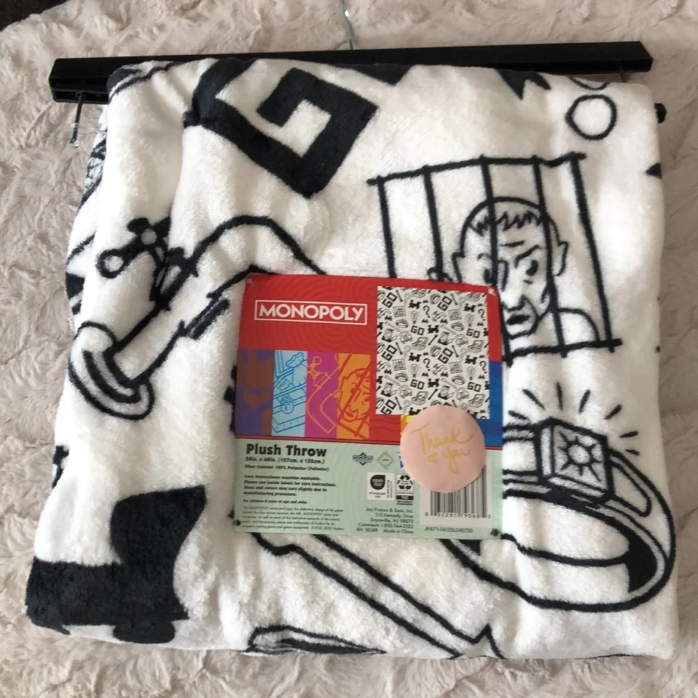 Hasbro Monopoly Plush Throw Blanket